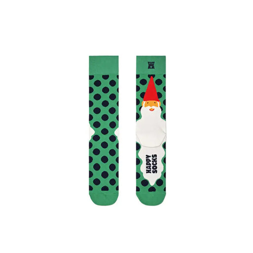 Green socks with gnome and polka dot design for stylish and whimsical fashion