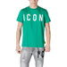 Green t-shirt featuring ICON text from Icon Men White Cotton Round Neck T-Shirt