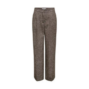 Brown herringbone wide-leg trousers in grey polyester for women