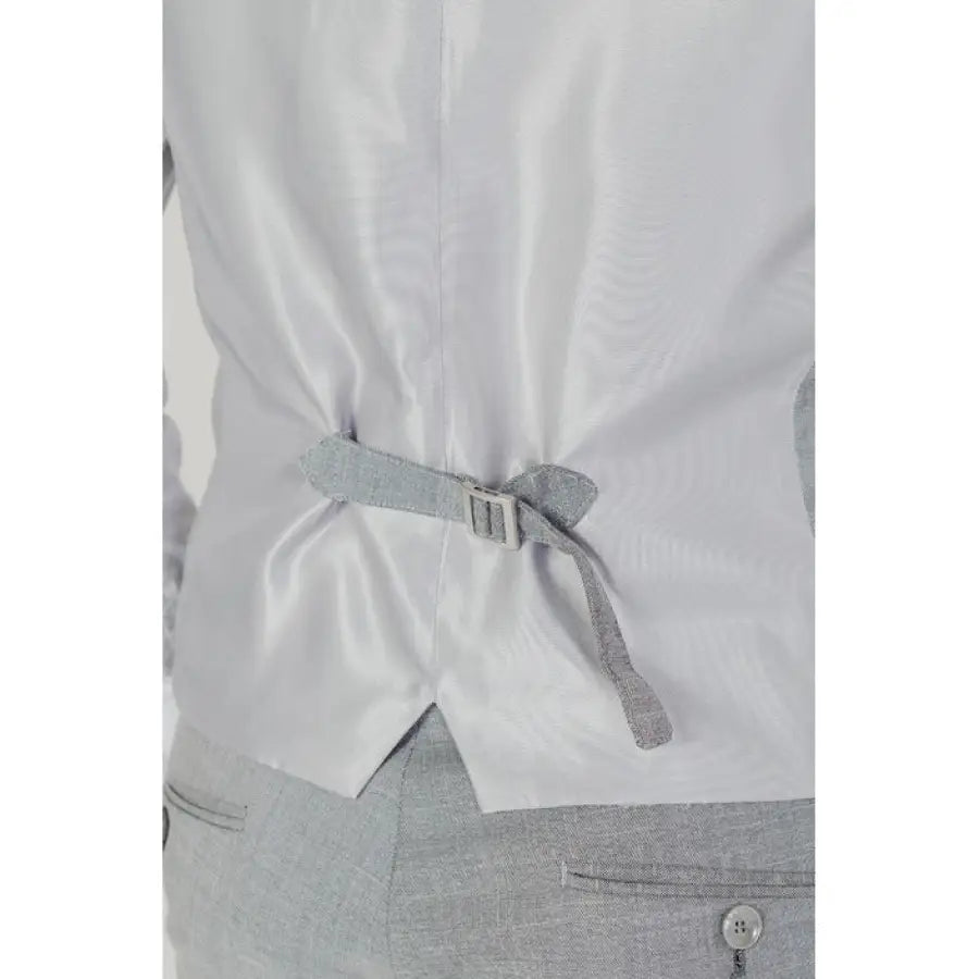 
                      
                        Antony Morato Men Gilet featuring a grey shirt with a white collar.
                      
                    