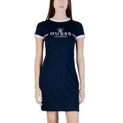 bleu marine Guess Californie T-shirt robe avec bordure blanche au col et aux poignets