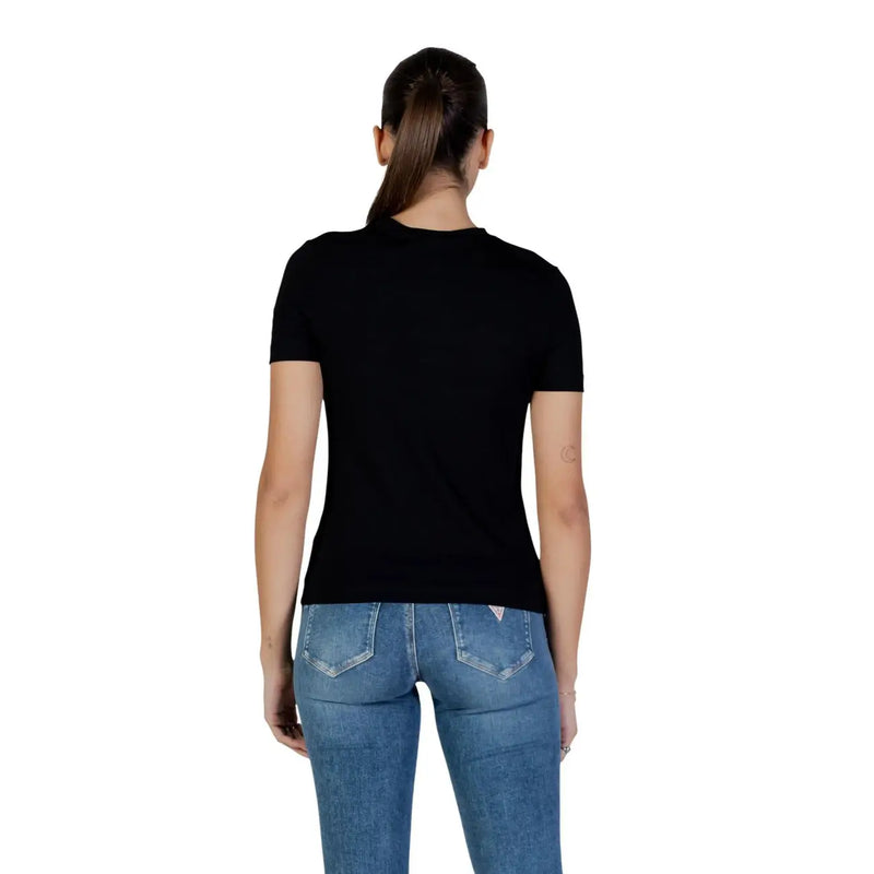Guess Active women black cotton short-sleeved t shirt with crew neck for casual active wear