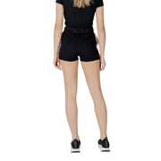 Guess active women black ribbed shorts with silver sequin side panel made from cotton polyester blend
