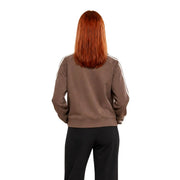 Guess Active Veste de survêtement adidas marron pour femme avec bandes blanches sur les manches, en mélange de polyester, idéale pour une tenue décontractée.