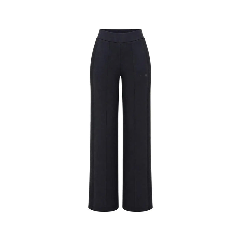 Noir Guess Active Pantalon droit Lyra pour femme, coupe large et logo discret sur la cuisse