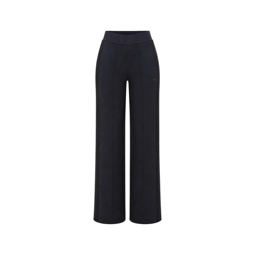 Noir Guess Active Pantalon droit Lyra pour femme, coupe large et logo discret sur la cuisse