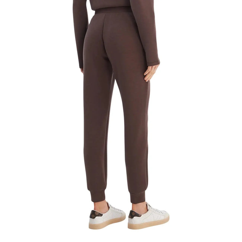Guess Active Pantalon de jogging marron Olympia pour femme, coupe fuselée élégante, ourlets côtelés en tissu modal mélangé