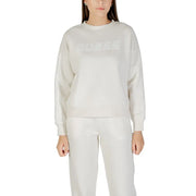 Cream Guess Active Women White Round Neck Sweatshirt with Tonal Logo