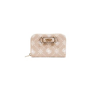 Guess Beige Print Zip Wallet with Pockets for Women