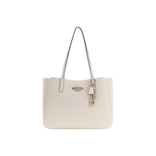Guess Sac cabas couleur crème, à la coupe structurée et aux finitions dorées.