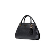 Guess black polyurethane handbag with textured leather and gold-tone hardware featuring a shoulder strap