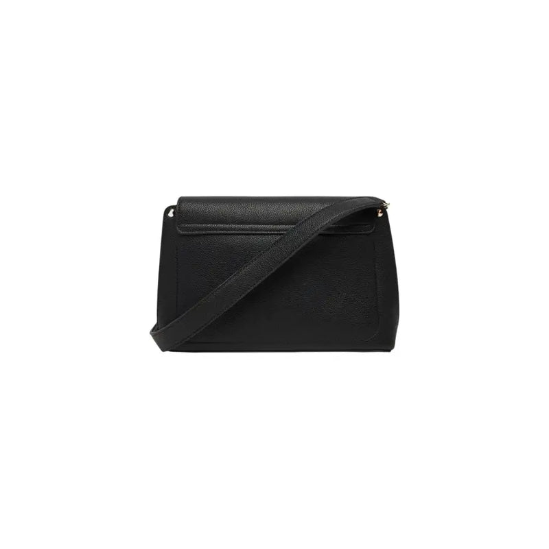 Guess black polyurethane shoulder bag featuring a black textured leather crossbody design with an inside pocket