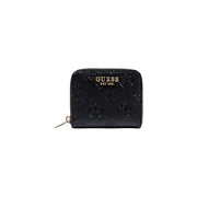 Guess Black Polyurethane Zip Wallet with Embossed Logo