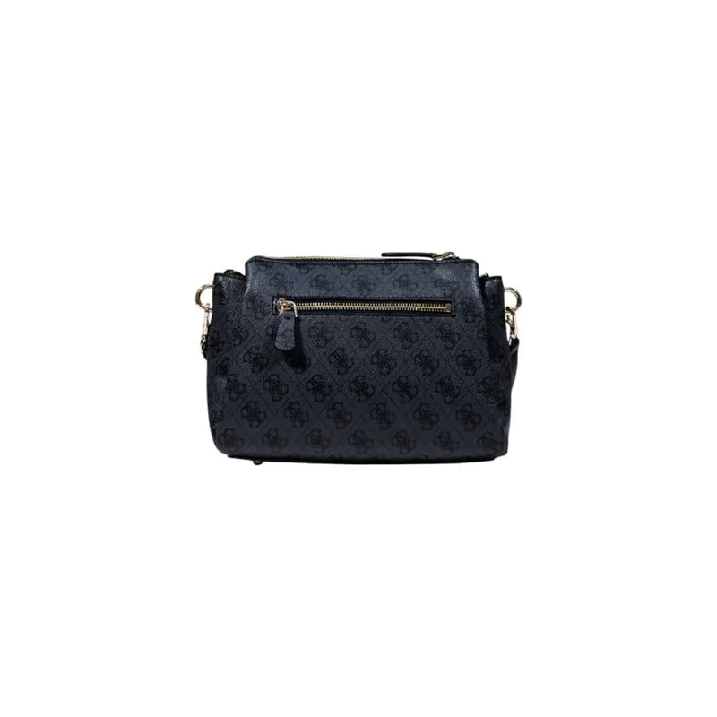 Black Guess crossbody bag with all-over logo pattern and interior pockets