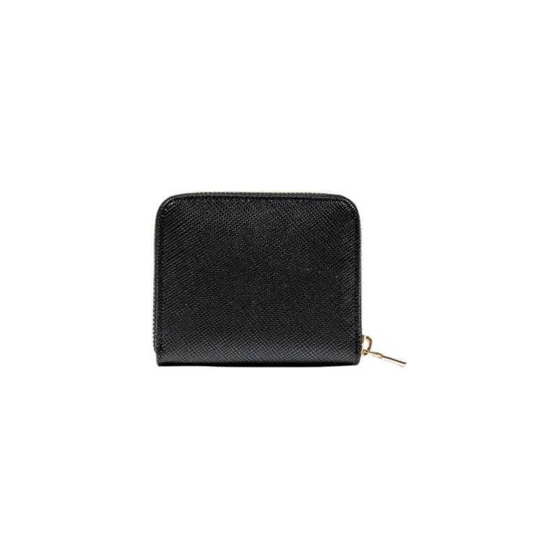 Guess Black zip wallet for women with black textured design and gold zipper