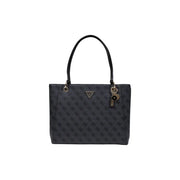 Guess black handbag with repeating logo pattern and gold-tone hardware