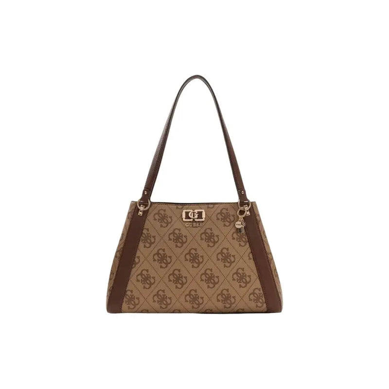 Guess Sac à main en polyuréthane imprimé marron avec motif monogramme, 38 x 25 x 13 cm