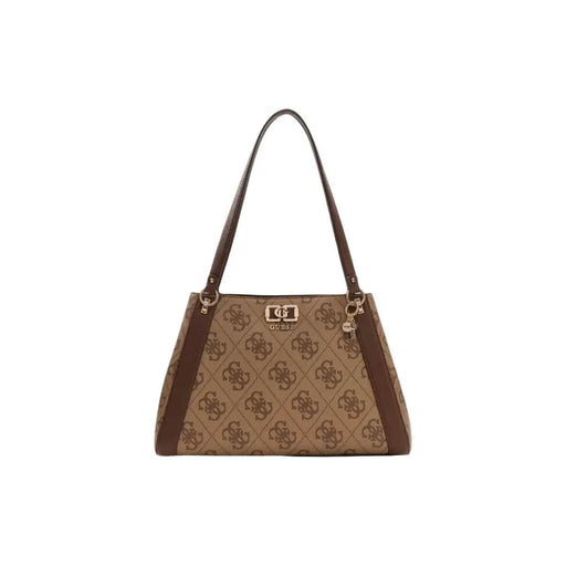 Guess Sac à main en polyuréthane imprimé marron avec motif monogramme, 38 x 25 x 13 cm