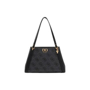 Guess Sac à main en polyuréthane imprimé marron avec logo répété et finitions dorées, 38 x 25 x 13 cm