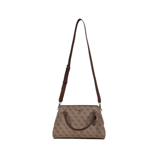 Guess Sac à main beige et marron imprimé avec logo répété, bandoulière en cuir