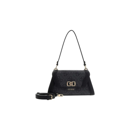 Guess Grey Print Polyurethane Handbag with embossed logo and gold hardware