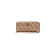 Beige Guess Portefeuille zippé à motif logo répété et dragonne assortie dotée de plusieurs poches