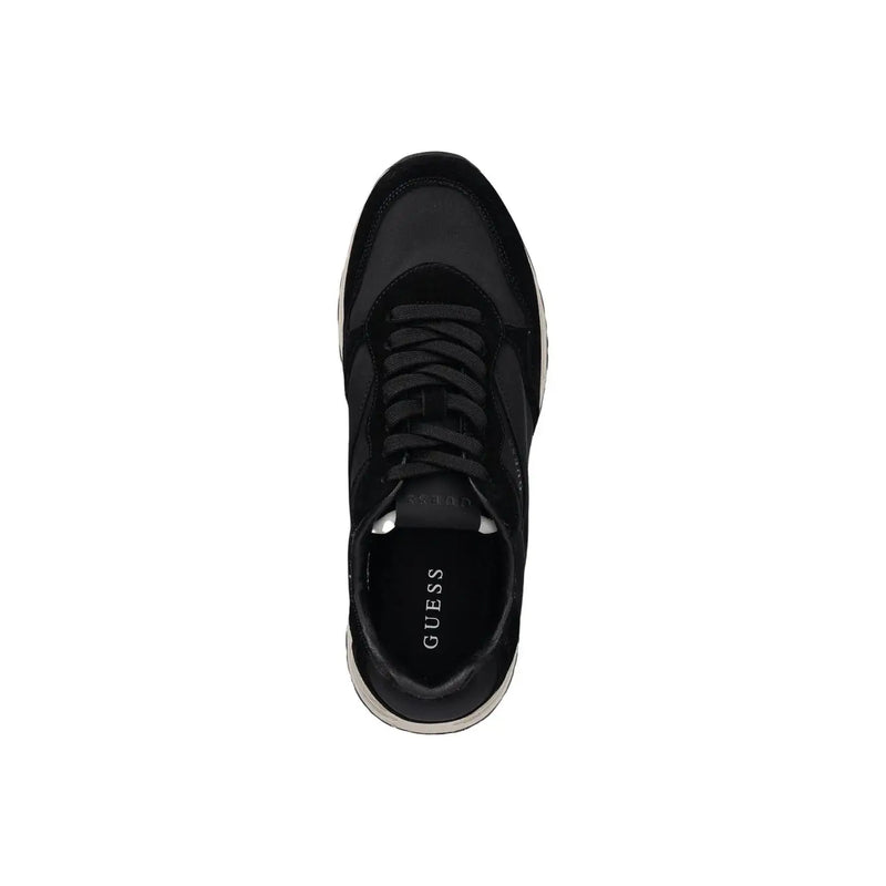 Guess men black sporty slip on sneakers featuring sleek modern design with suede and synthetic overlays