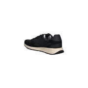 Guess men black sporty slip on sneakers in black suede with cream midsole and black rubber outsole