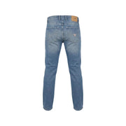 envers en coton stretch bleu clair guess Jean homme coupe droite classique et logo sur la poche