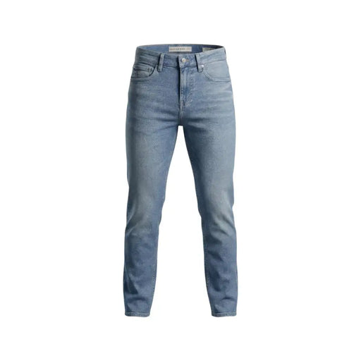 Guess Jean homme bleu en coton stretch, denim clair délavé, coupe slim et design classique à cinq poches