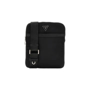 Noir Guess Sac banane Milano pour homme en polyester, au design minimaliste et élégant, orné de détails métalliques argentés.