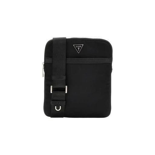 Noir Guess Sac banane Milano pour homme en polyester, au design minimaliste et élégant, orné de détails métalliques argentés.