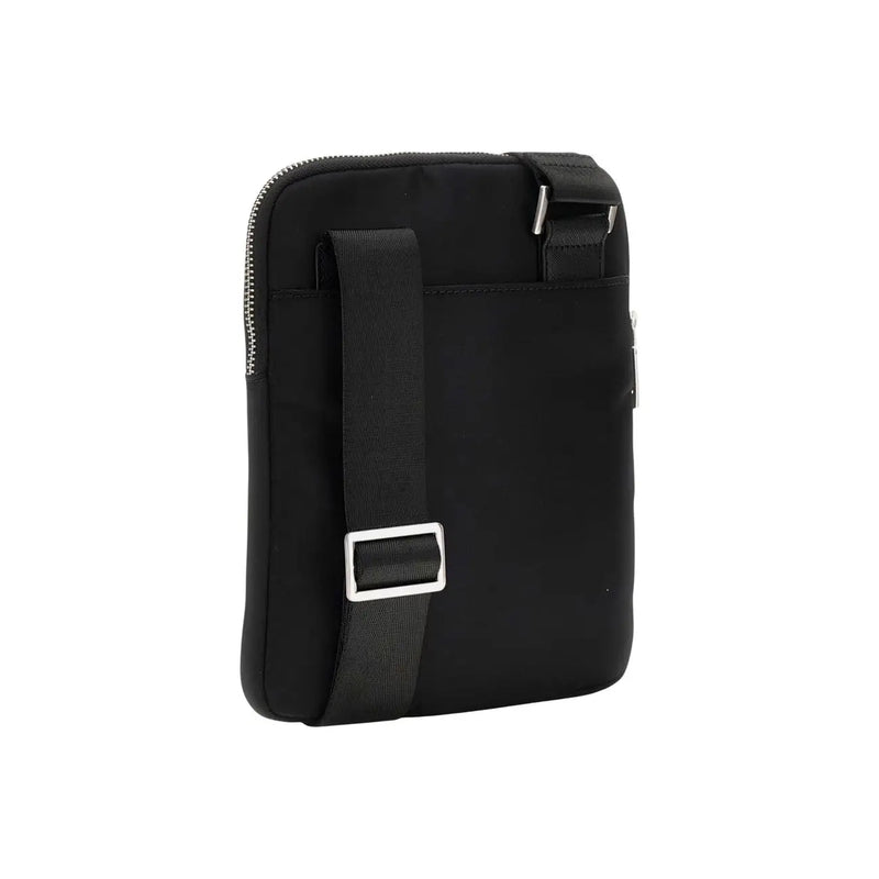 Guess Sac banane homme Milano en nylon noir, bandoulière réglable et détails métalliques argentés en polyester