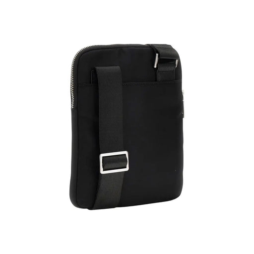 Guess Sac banane homme Milano en nylon noir, bandoulière réglable et détails métalliques argentés en polyester