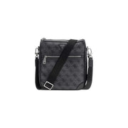 Noir guess Sac bandoulière homme en similicuir, motif monogramme répété et finitions argentées, largeur 22 cm.