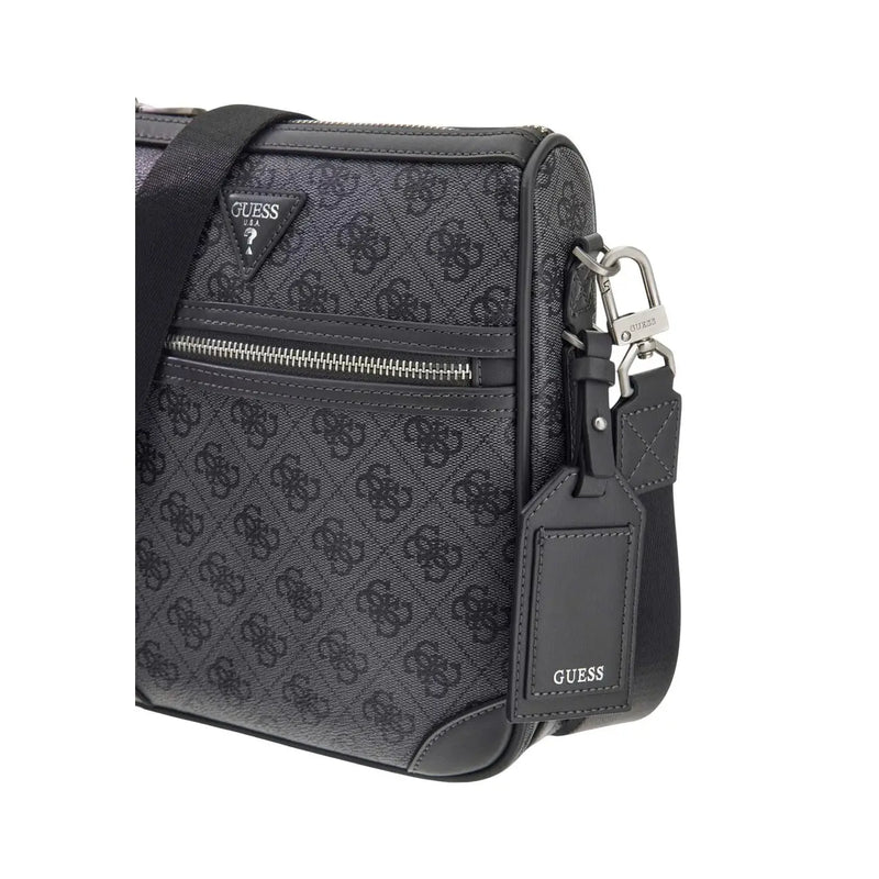 Noir Guess Sac bandoulière homme Milano en similicuir avec motif monogramme gris répétitif et détails en cuir