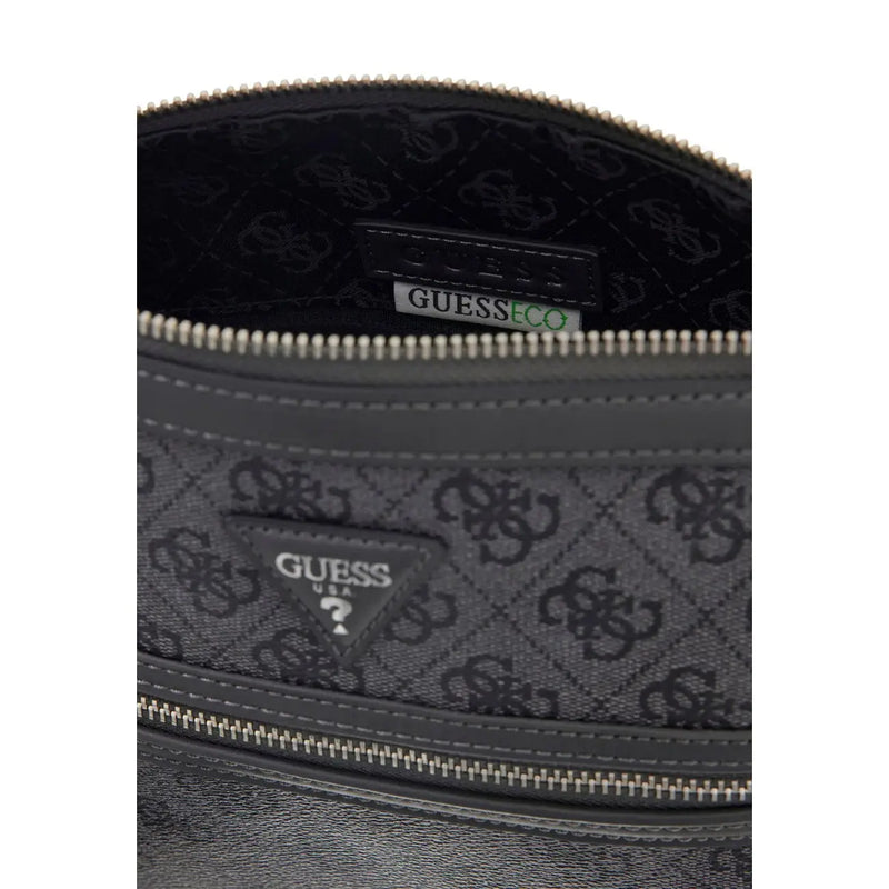 Noir Guess Sac bandoulière écologique avec motif monogramme répété et fermetures éclair argentées en similicuir