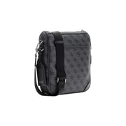 Motifs noirs et gris Guess Sac bandoulière homme Milano en similicuir avec logo répété, largeur 22 cm