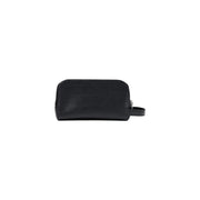 Guess Trousse de toilette homme Milano petite, en similicuir noir texturé avec fermeture éclair argentée et anse courte