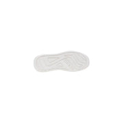 White rubber sole with embossed Guess logo and geometric tread pattern on Guess men sneakers black leather Elba model