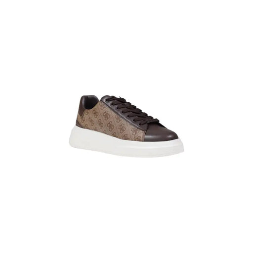 Guess baskets basses marron pour hommestop chaussures en similicuir polyuréthane à motifs avec semelle en caoutchouc blanc, pointure 45