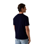 bleu marine Guess T-shirt homme en mélange coton modal, dos apparent avec logo discret sur la poche arrière inférieure
