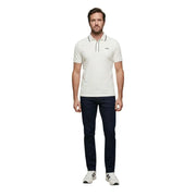 Polo crème à manches courtes en coton mélangé blanc, avec col classique et fines bordures noires. Guess hommes