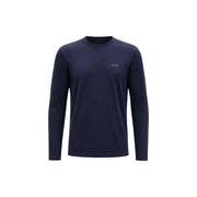 Guess T-shirt homme bleu marine slim fit en coton, manches longues, col rond et logo discret brodé sur la poitrine gauche.