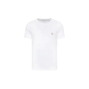 Guess T-shirt en coton blanc à col rond pour homme t-shirt avec un petit logo triangulaire rouge sur la poitrine gauche