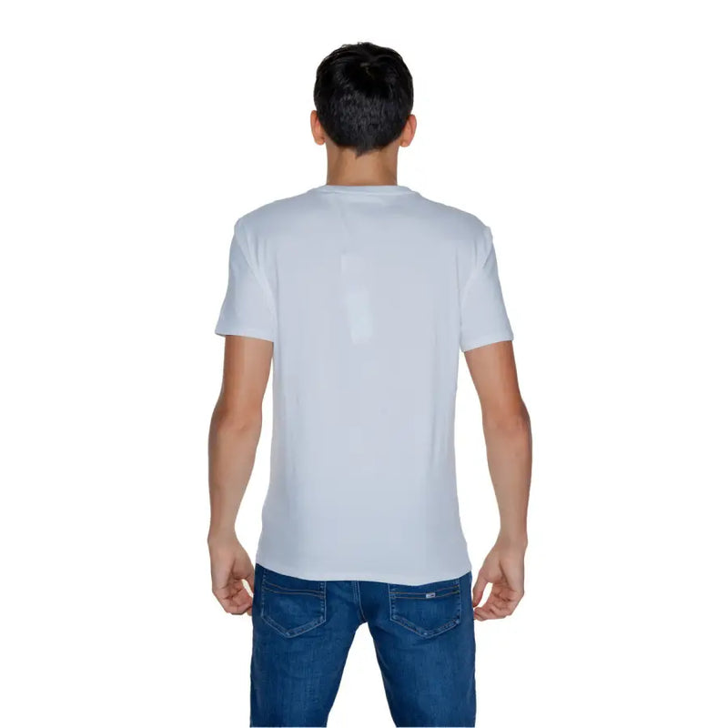 coton bleu clair t-shirt avec col rond et manches courtes pour hommes par Guess col rond blanc t-shirt produit