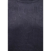 Guess Pull NESTOR pour homme en maille bleu marine foncé à motif texturé entrelacé, vue de face