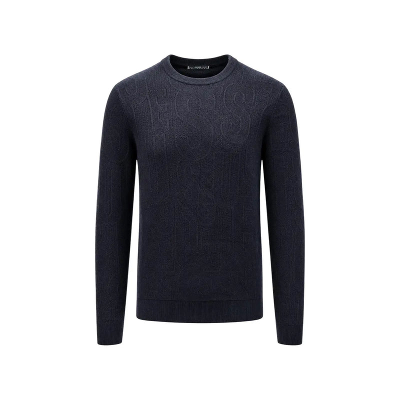 Guess Pull NESTOR pour homme, bleu marine foncé, à motif texturé discret, vue de face
