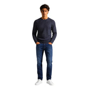Guess Pull NESTOR pour homme en maille texturée bleu marine à col rond, vue de face