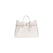 Guess white polyurethane handbag with shoulder strap featuring white leather and gold-tone hardware structured design
